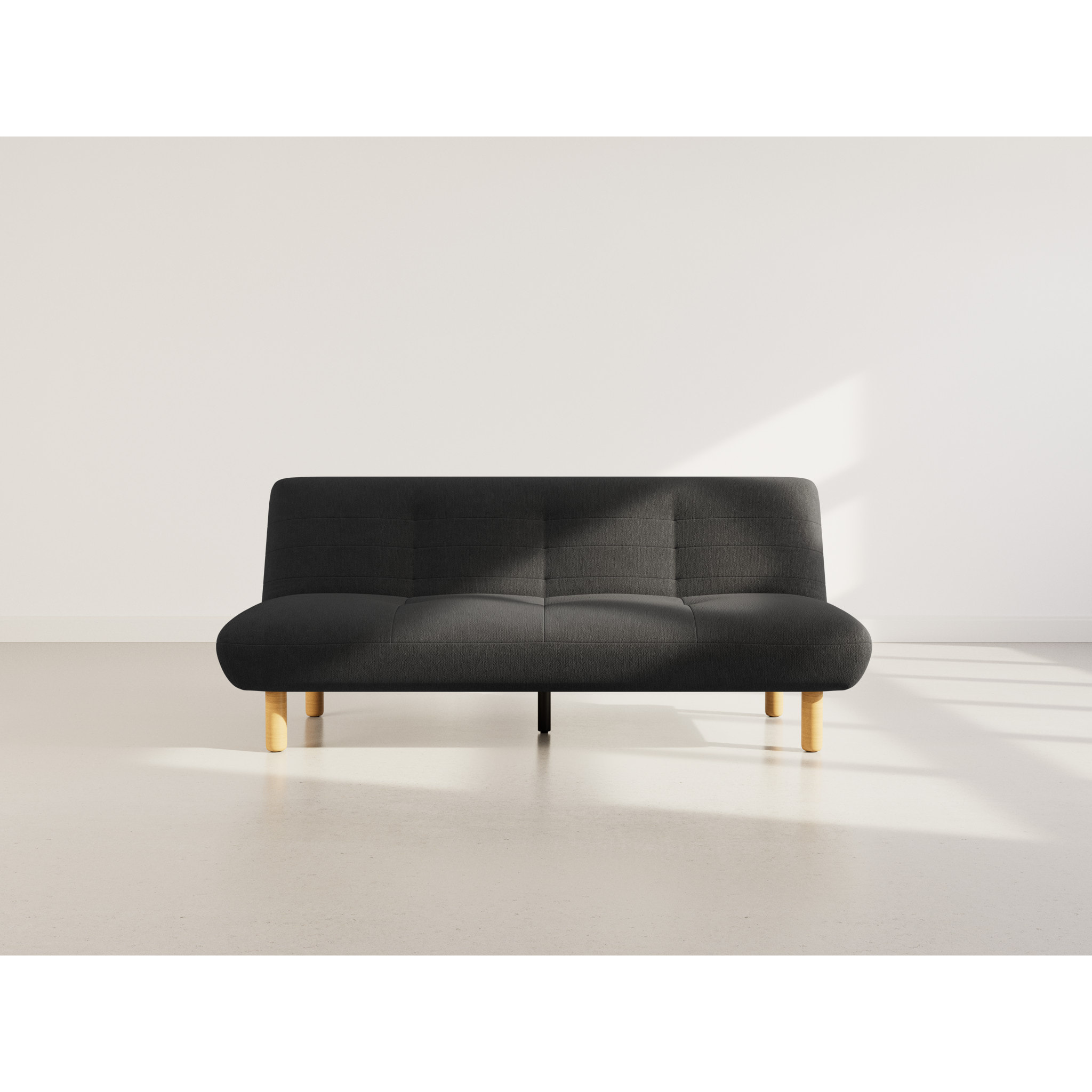 Soan - Banquette 2 places convertible clic-clac en velours texturé - Noir