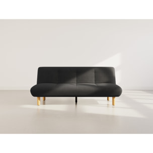 Soan - Banquette 2 places convertible clic-clac en velours texturé - Noir