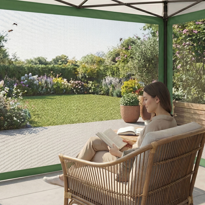 Telo zanzariera per gazebo da giardino. Zanzariera con velcro. 300X200H cm Verde