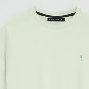 Maglietta turchese pastello a maniche corte e ricamo Rigby Go