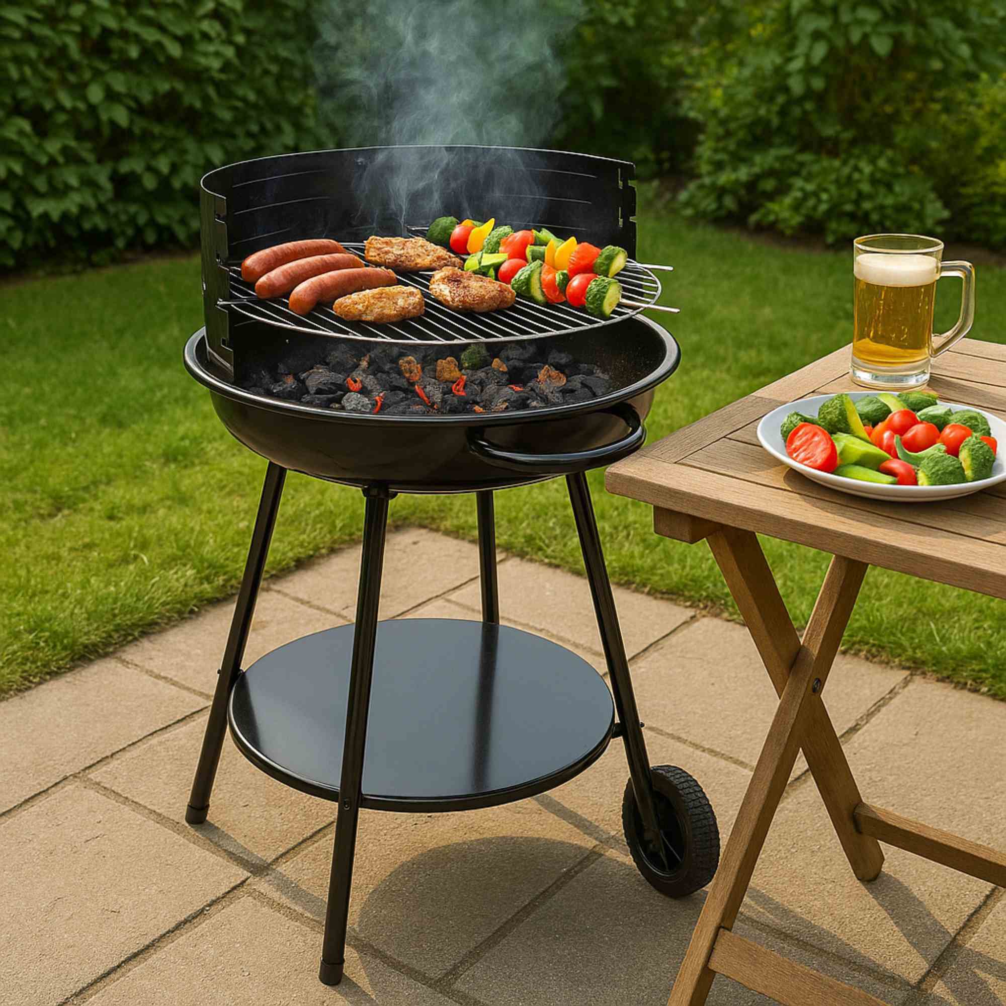 Barbacoa redonda Vaggan de 51cm con cuenco esmaltado y accesorios
