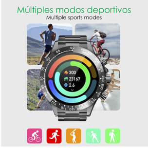 Smartwatch G6 Max. Chiamate BT, notifiche, assistente vocale. Misuratore di pressione e frequenza cardiaca, multisport.