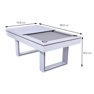 Table multi-jeux 3 en 1 billard et ping-pong en bois blanc ARIES