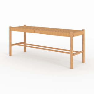 Banc 2 places en bois de chêne massif avec tressage - Kepler