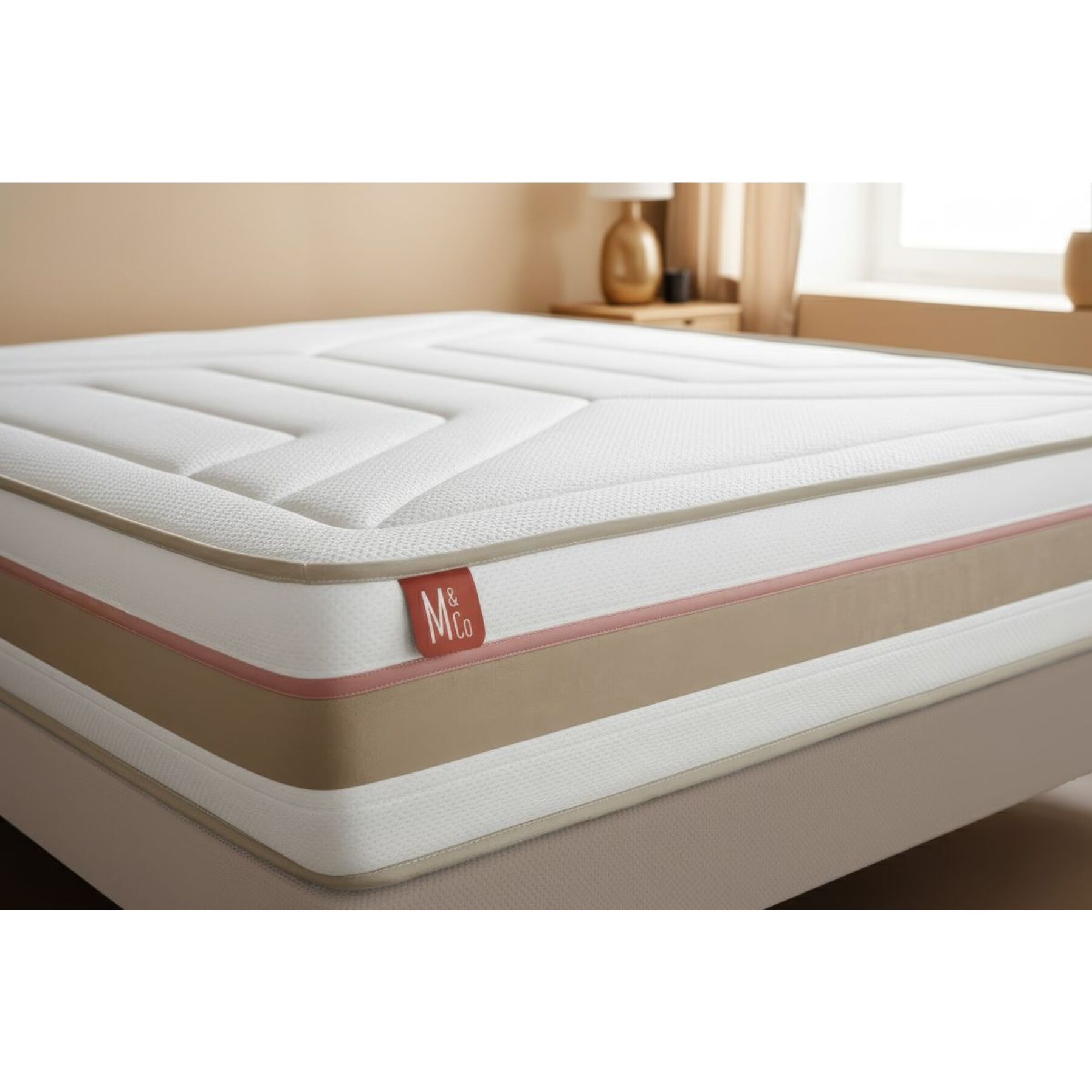 Ensemble - Matelas Ressorts ensachés et mémoire de forme 28cm d'épaisseur - 7 zones de confort - Confort équilibré - Sommier tapissier monobloc - 1 place