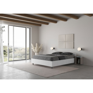 Lit double sans sommier 140x200 frêne blanc Nuamo