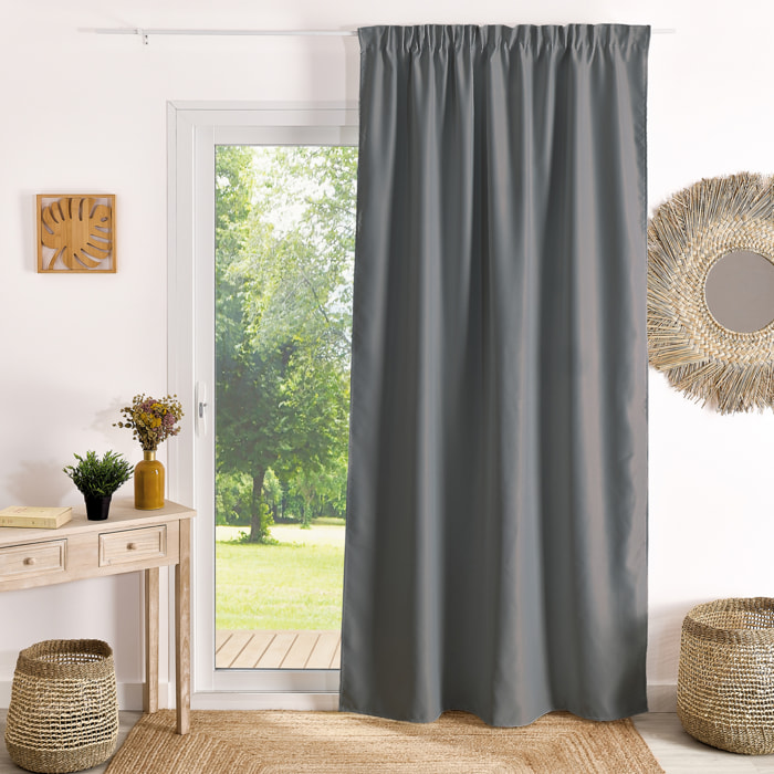 Rideau à galon fronceur occultant ignifugé M1 Non Feu - Gris anthracite