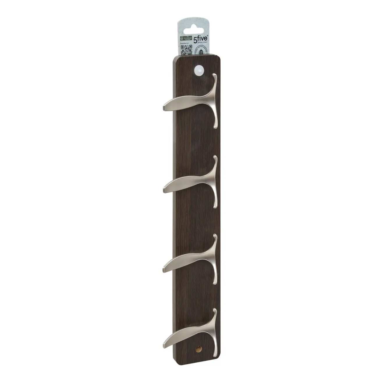 Patère Aly 4 têtes L45cm bois foncé gris