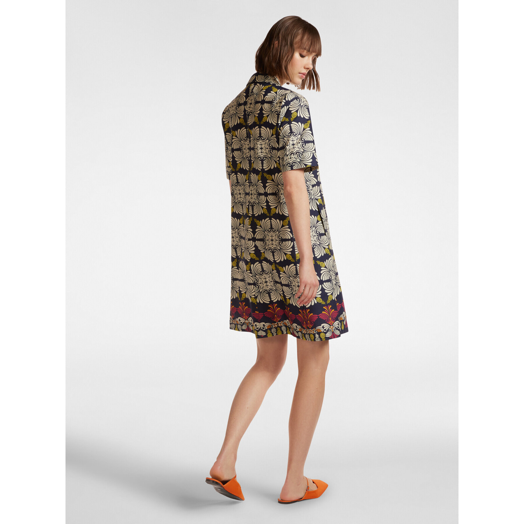 Elena Mirò - Vestido estampado de algodón elástico - Azul