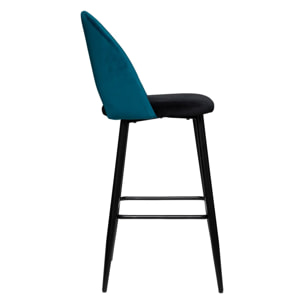 Chaise de bar "Kara" - bleu canard - velours