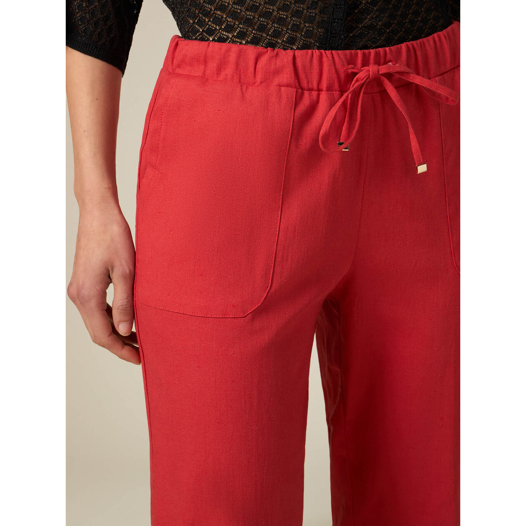 Oltre - Joggers misto lino - Rosso