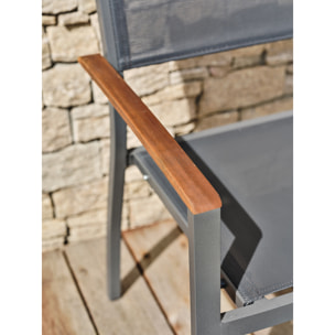 ORSINO - Fauteuil de jardin alu et acacia - Gris anthracite