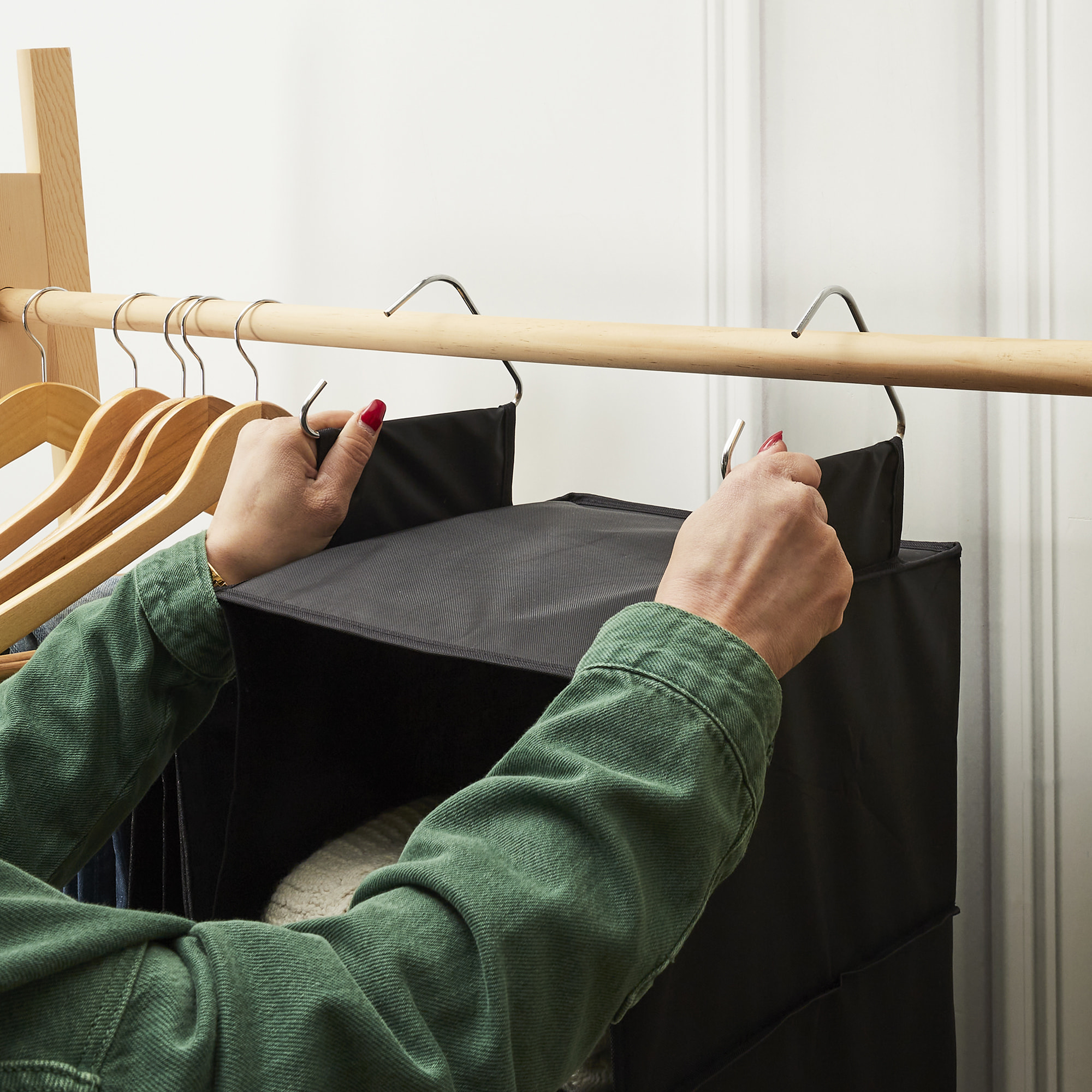 Rangement Suspendu - JE CHERCHE UNE IDEE - Pliable - 5 Cases - Noir