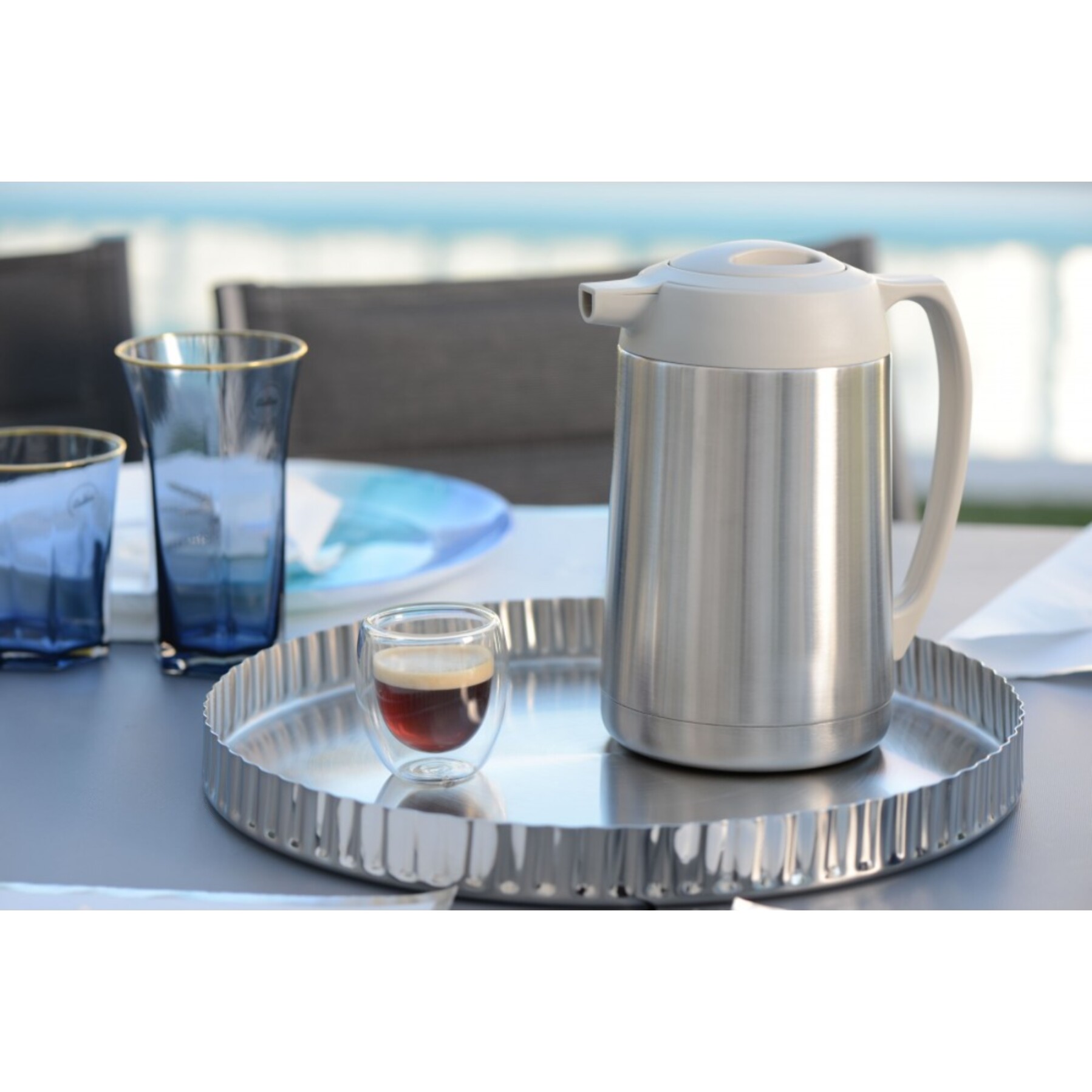 Cafetière isotherme inox et gris 1L