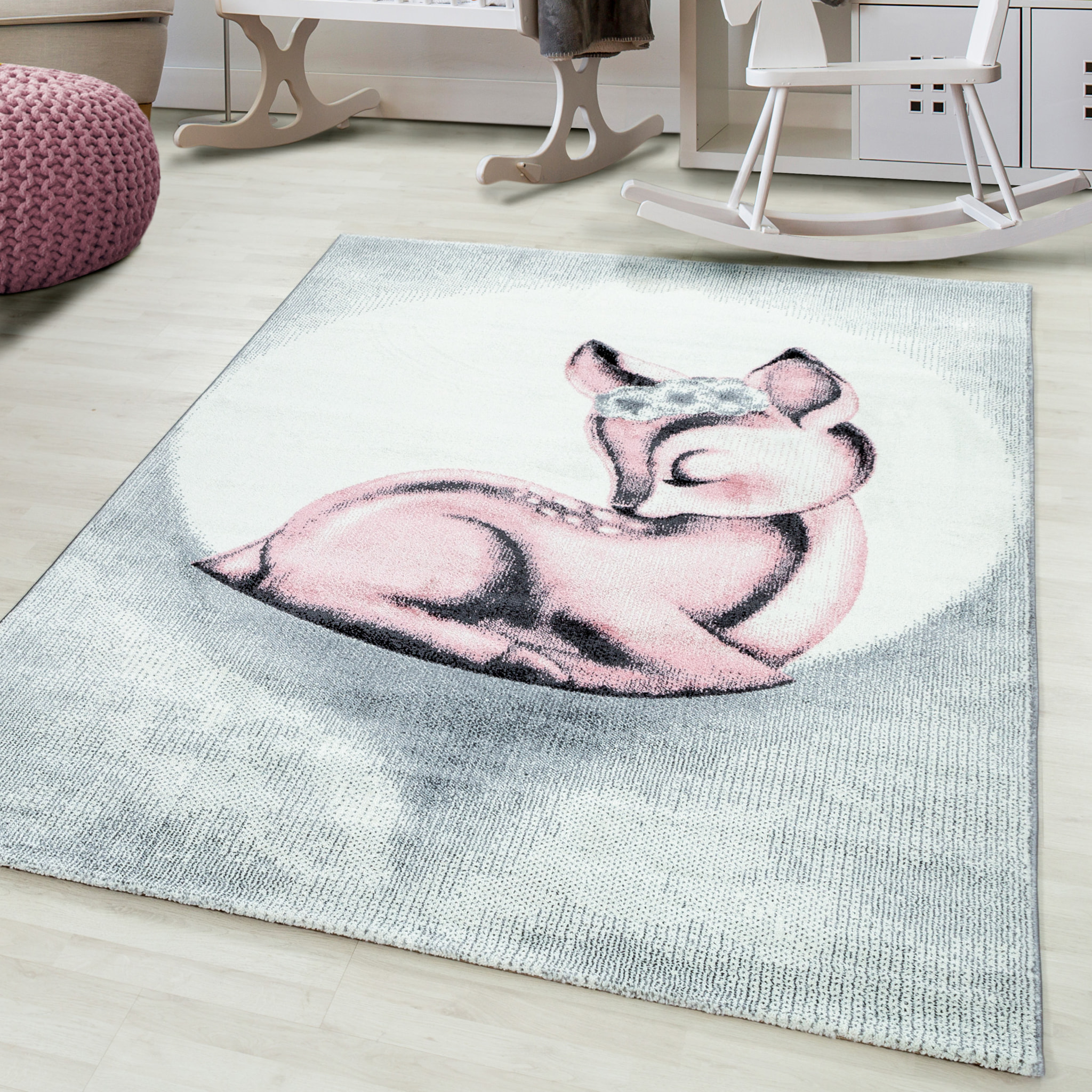 BAMBI - Tapis enfants à motif biche rose