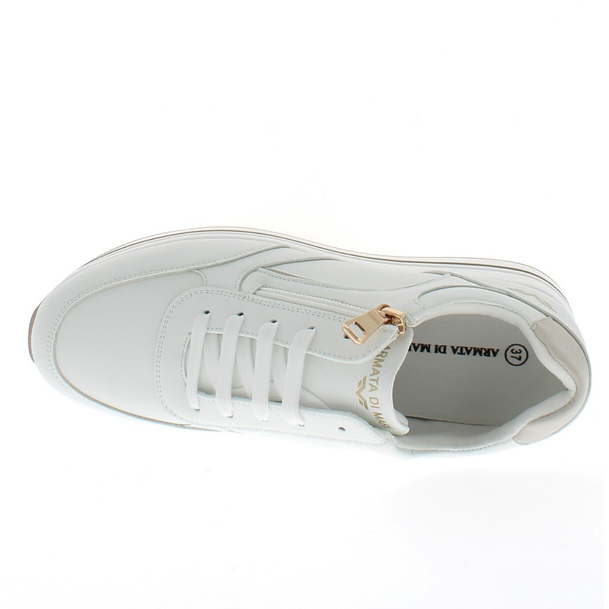 Armata di Mare Scarpe Donna Sneakers Casual Zip Laterale con Soletta in Memory Foam AMD S51H64 White Gold