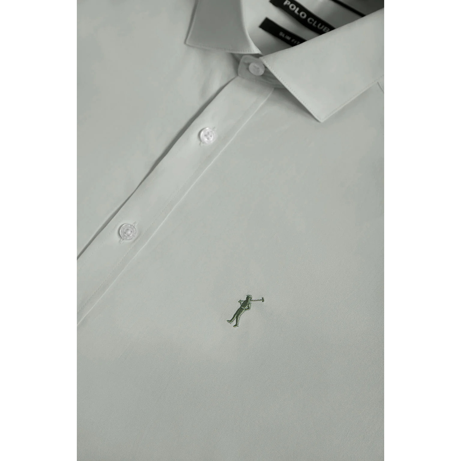 Camisa Slim de popelín verde jade con logo Rigby Go