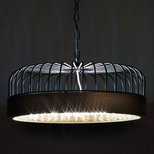 Suspension Tomasucci DOME, en acier et verre, noir