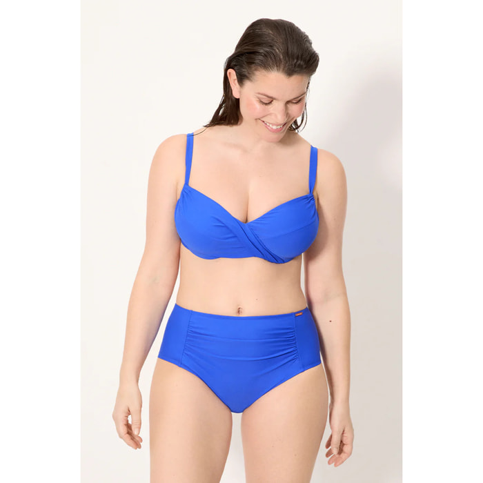 Slip bikini vita alta modellante Blu