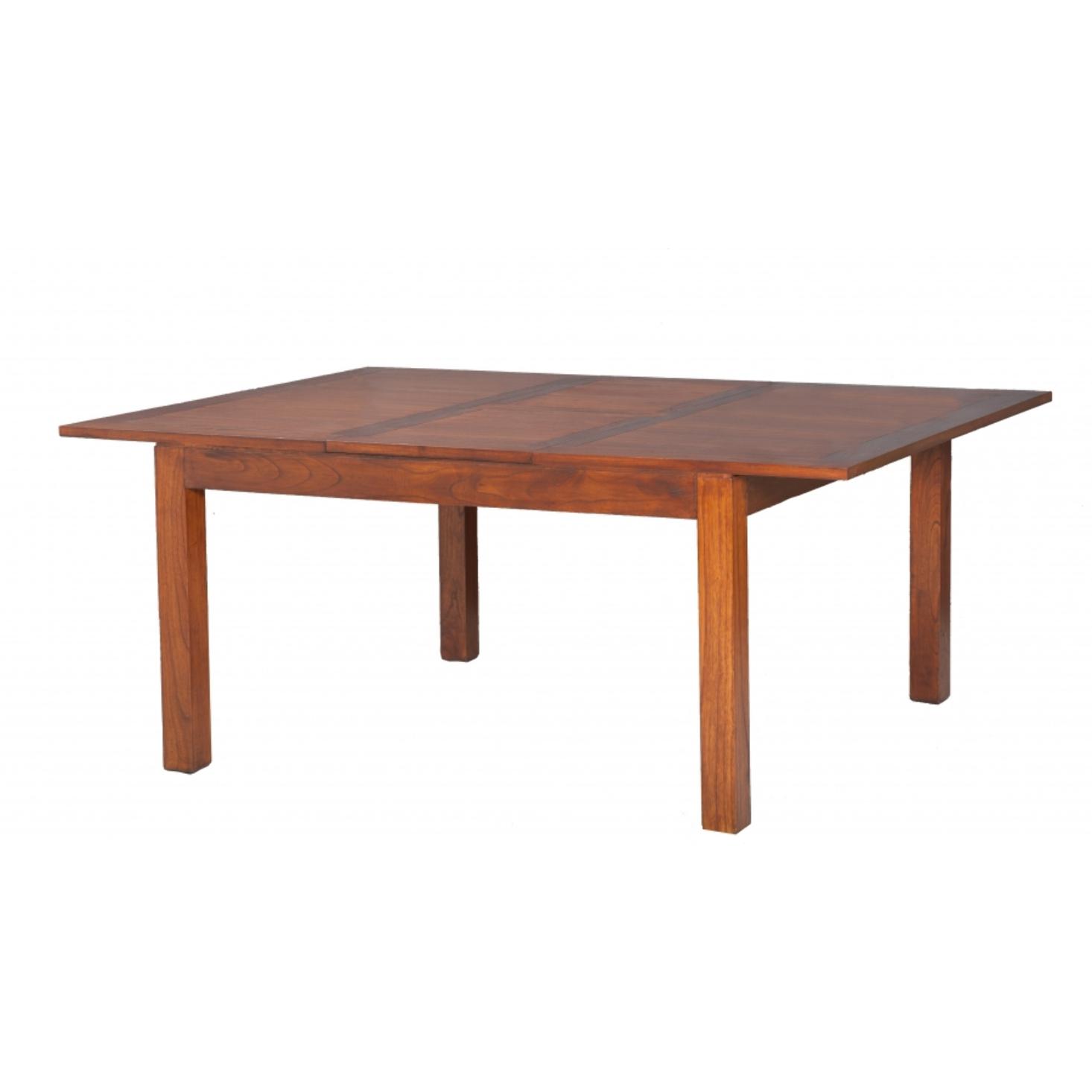EDEN - Table à manger marron carrée rallonge 140/50x140cm bois Mindi
