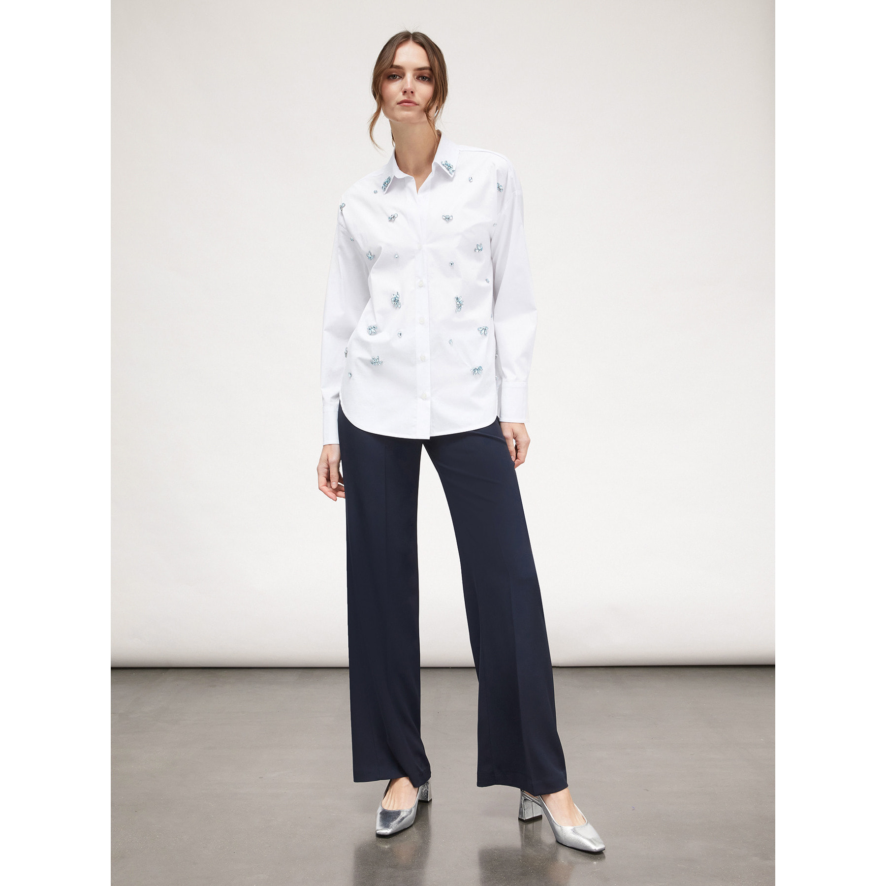 Motivi - Camicia over con ricamo di pietre - Bianco