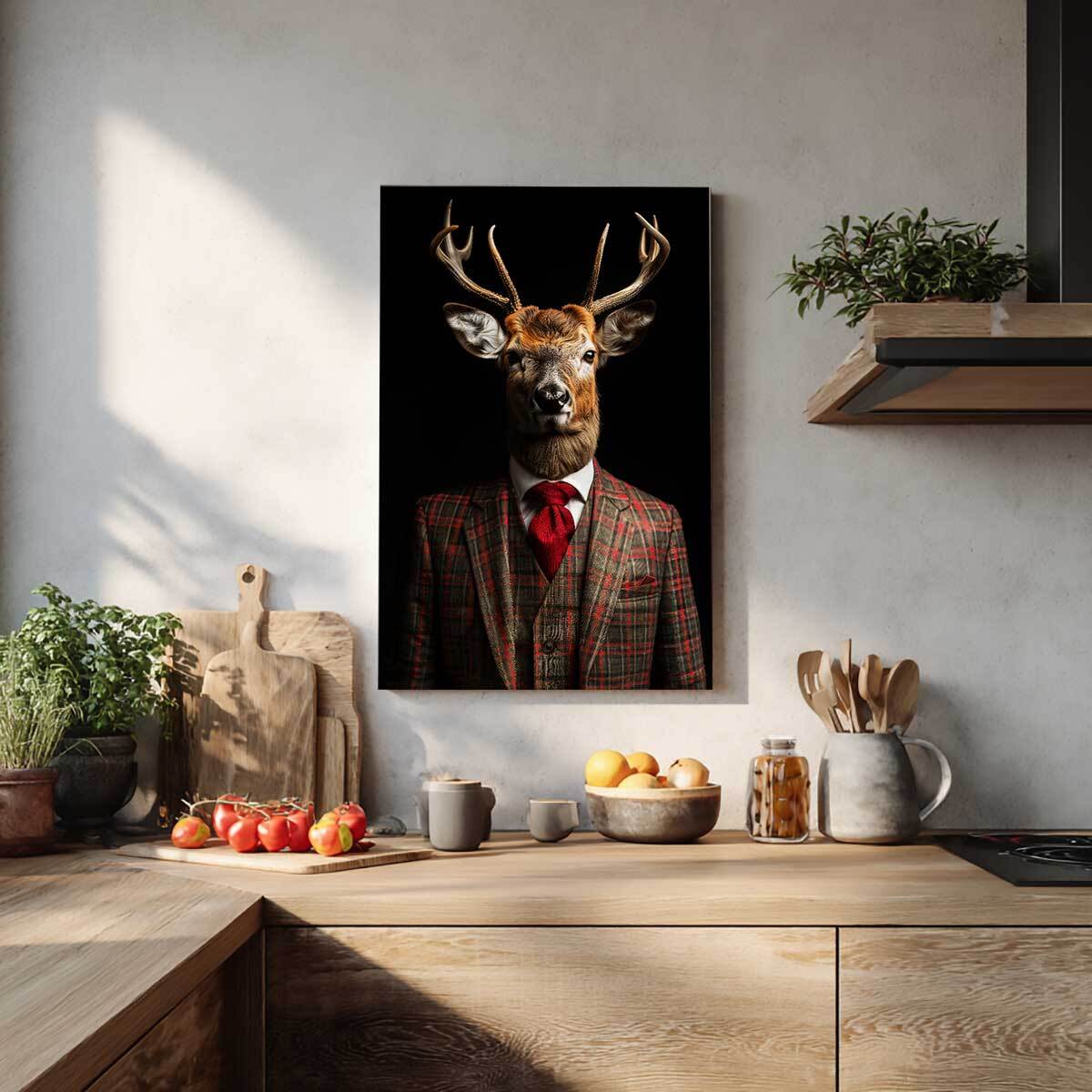 Tableau animaux habillés Cerf wild suits Tableau alu Dibond