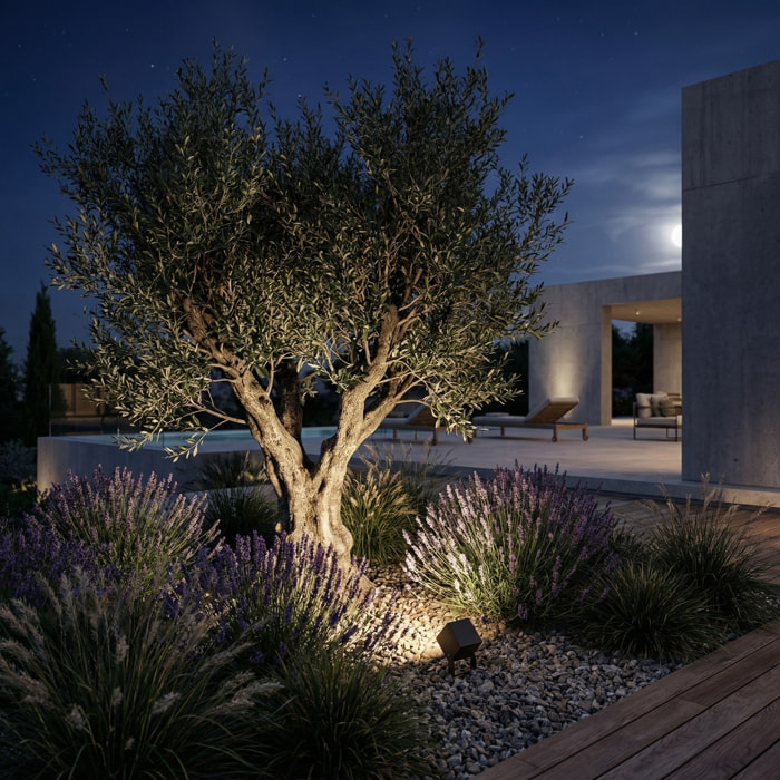 Ledsc4 LedsC4 - Proyector LED Exterior 399 Lúmenes, 3000K, Aluminio y Cristal, Acabado Gris Urbano, Iluminación Moderna y Resistente para Jardines y Terrazas