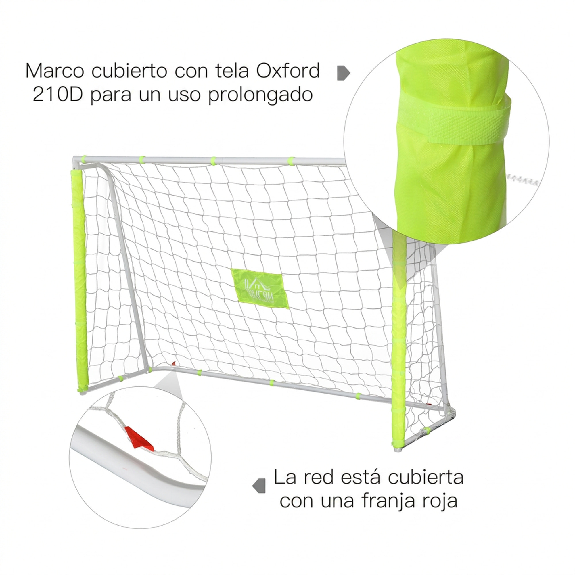 Portería de Fútbol, Puerta de Fútbol con Soporte de Metal y Red, para Entrenamiento en Jardín, Aire Libre, 186x62x123 cm, Blanco y Amarillo