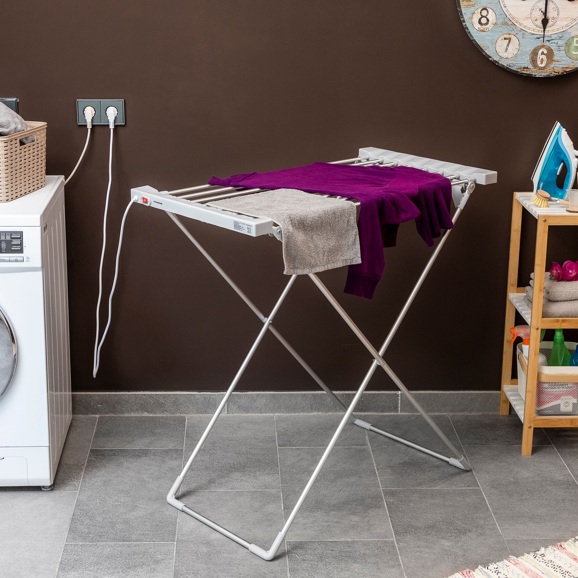 Asciugatrice elettrica pieghevole 8 Barre - grigio - 50x97x5 cm