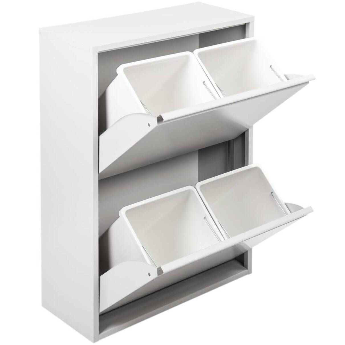 Pattumiera AnuKhatun, Cestino portarifiuti, Bidone per raccolta differenziata, Mobile per spazzatura, 60x25 h93 cm, Bianco