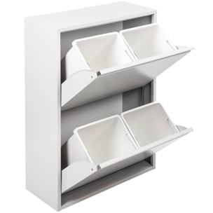 Pattumiera AnuKhatun, Cestino portarifiuti, Bidone per raccolta differenziata, Mobile per spazzatura, 60x25 h93 cm, Bianco