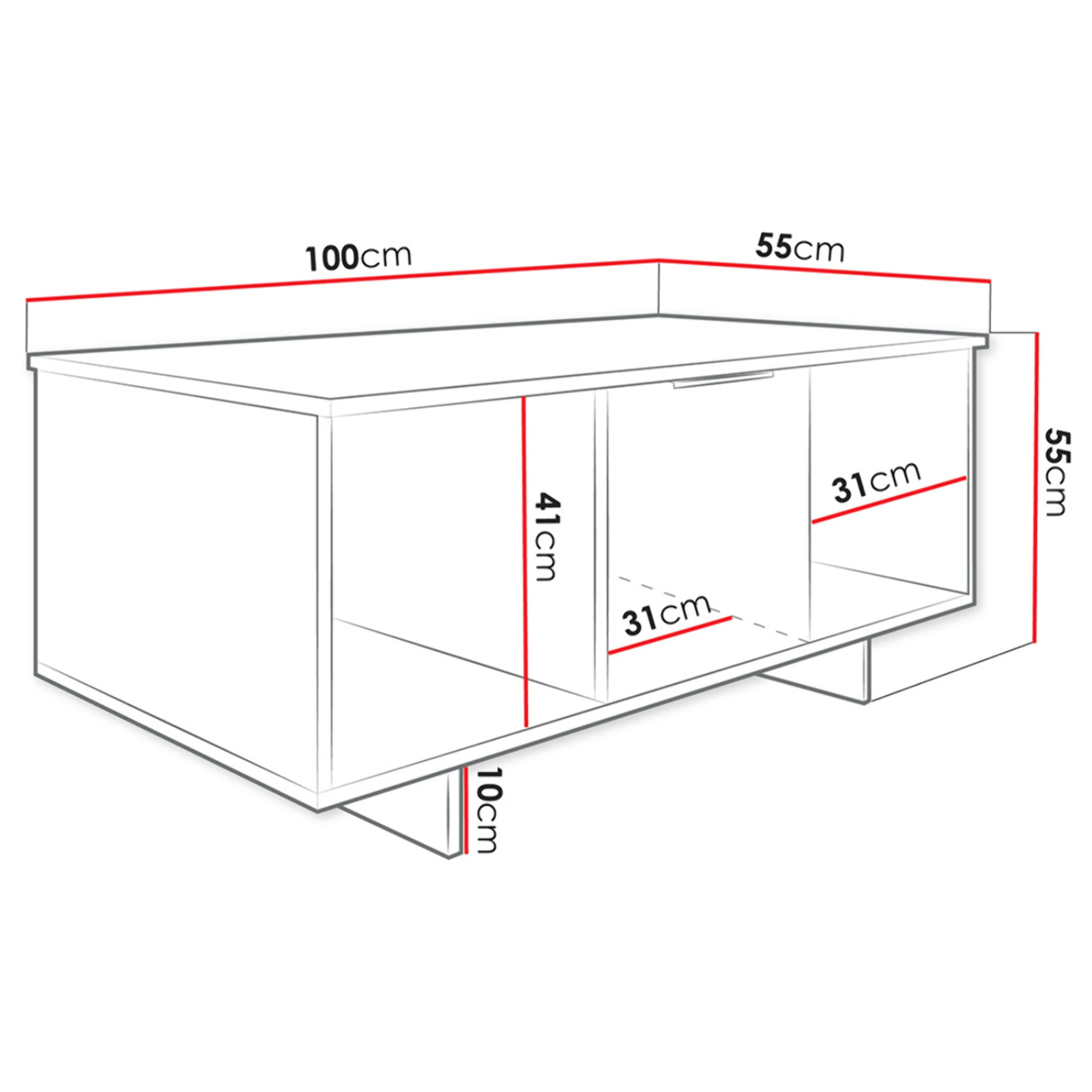 Canterbury - table basse - beige - 2 niches et 2 portes - 100 cm - Beige