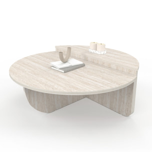 Tables basses rondes asymétriques effet travertin