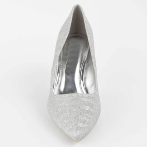 Zapato De Tacón - Plateado - Altura: 8 Cm