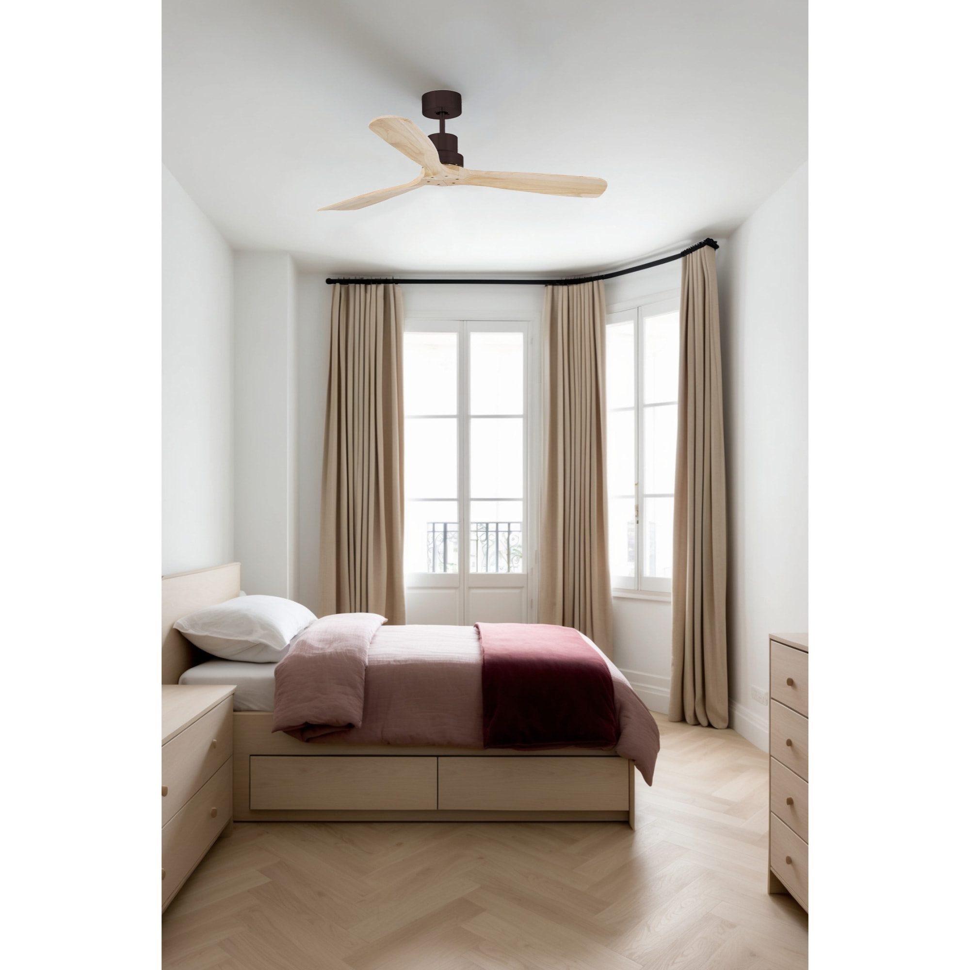 LANTAU L Ventilateur marron/pin DC