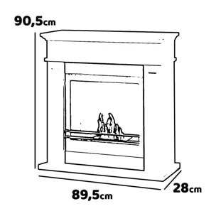 Jefferson - Camino a bioetanolo da terra in legno 89,5x28xH90,5 cm, colore bianco