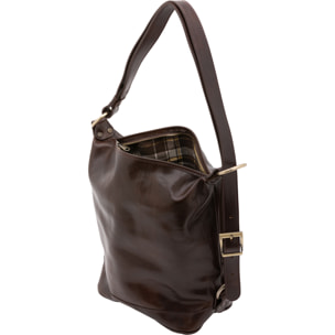 Borsa a secchiello  da donna In Vera pelle Made in Italy 34x33x15 cm