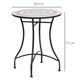 Mesa de Jardín Mesa Mosaico Cerámica y Redonda Mesita de Café Terraza 60x71cm