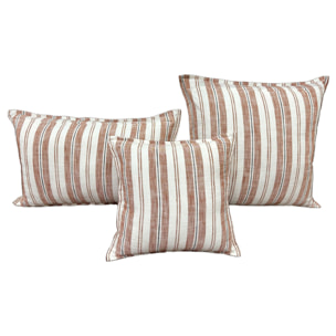 Housse de coussin  recto-verso 100% coton rayures tapissier LOURMARIN - Beige