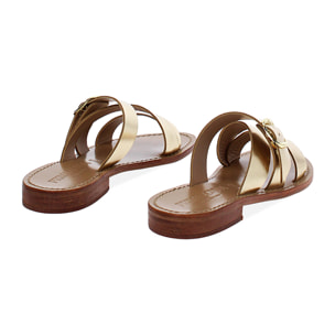 Sandales basses or en vache avec boucle
