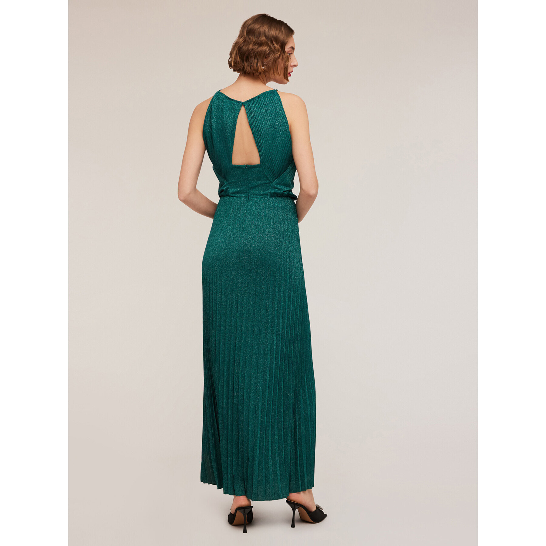 Motivi - Vestito lungo in jersey lurex plissé - Verde