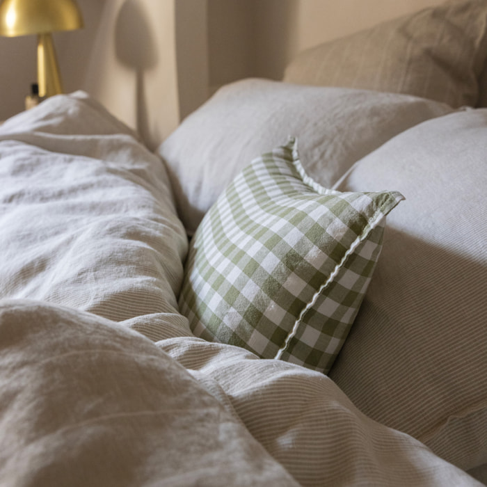 Housse de coussin en coton et lin, PASSION VICHY