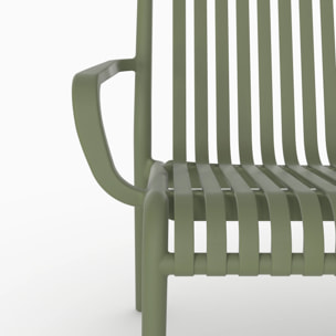 Salon de jardin 2 places en plastique vert kaki  - Ivy