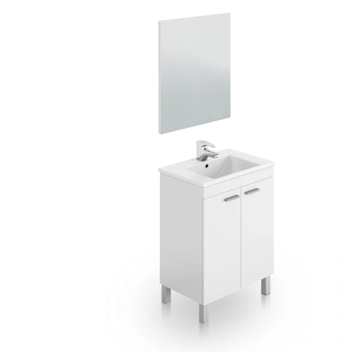 Mueble de baño con espejo Liz 60 Blanco Brillo