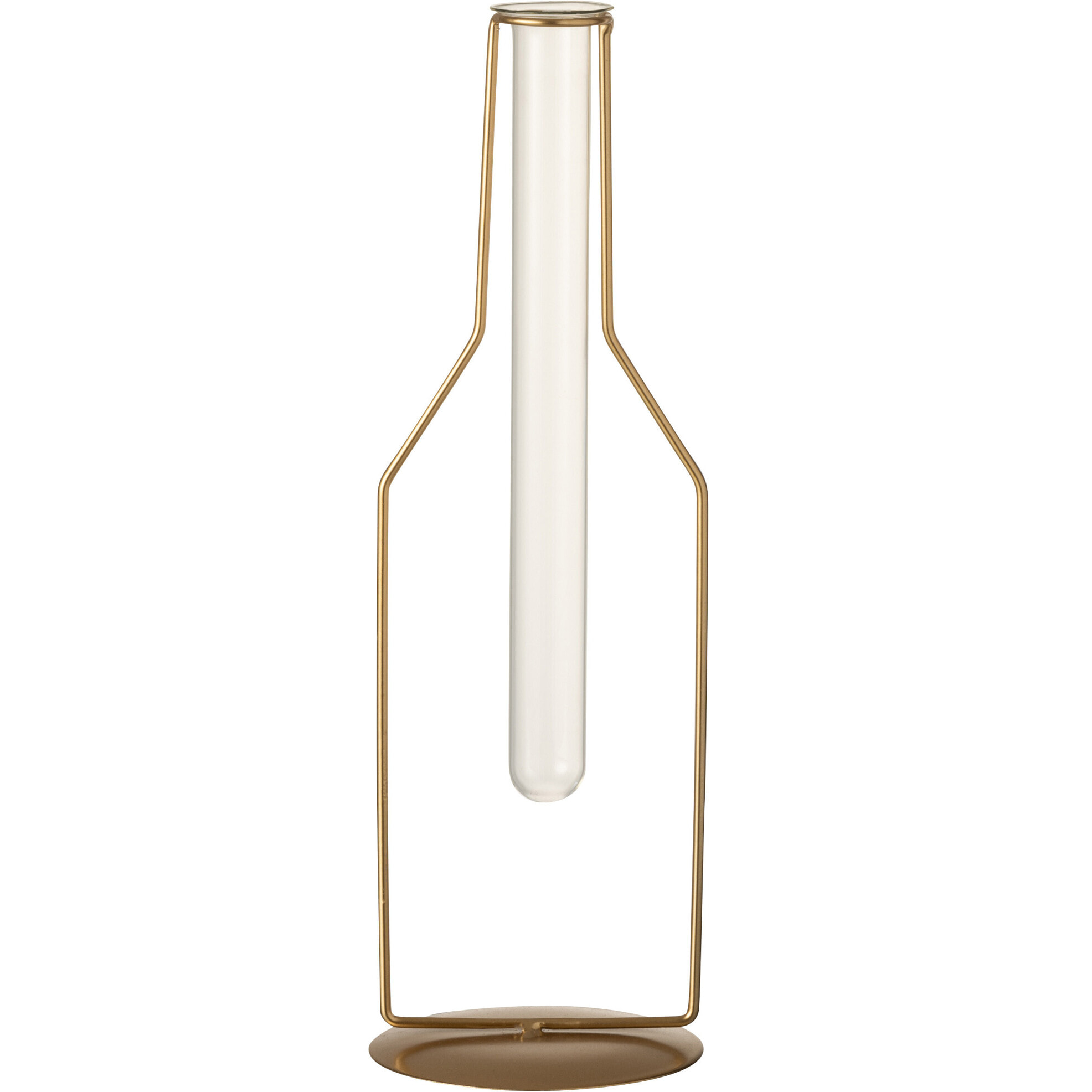 J-Line vase 1 Tube Bouteille - métal/verre - or - large - 2 pcs - 33 cm de hauteur