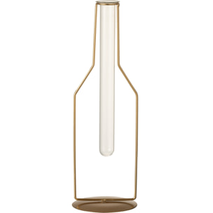 J-Line vase 1 Tube Bouteille - métal/verre - or - large - 2 pcs - 33 cm de hauteur