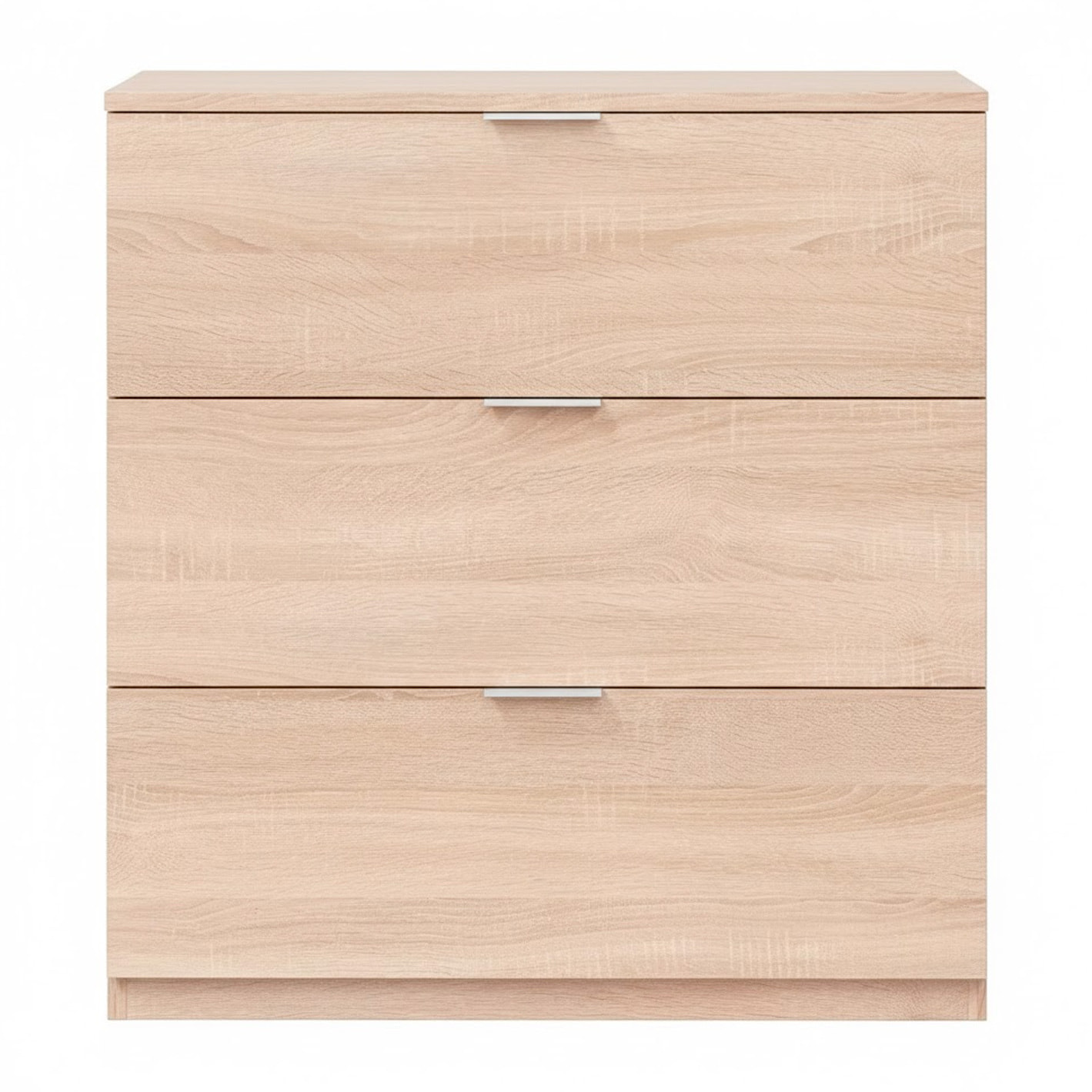 Cassettiera 3 Cassetti Comodino Senza Piedi Comò Mobile Camera da Letto Salvaspazio Design Minimal Moderno 77 x 38 x 80 Cm Rovere Canadese