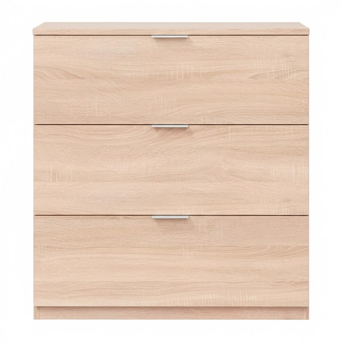 Cassettiera 3 Cassetti Comodino Senza Piedi Comò Mobile Camera da Letto Salvaspazio Design Minimal Moderno 77 x 38 x 80 Cm Rovere Canadese