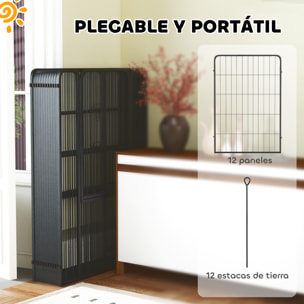 Parque para Perros de 12 Paneles de 100 cm de Altura, Vallas para Perros de Acero Resistente Plegable, con Puertas, para Interior y Exterior, Negro