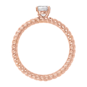 Anello Solitario Texture con Topazio Cristallo